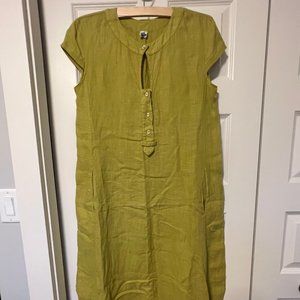 L Star green linen dress in size Large, unique design